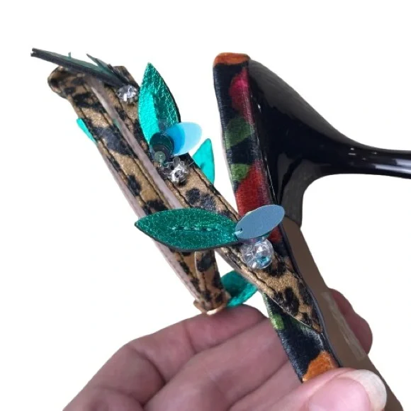 Betsey Johnson Karra Floral 3.5” Heel Sandals Red Rose Sz 7.5 - Picture 9 of 16